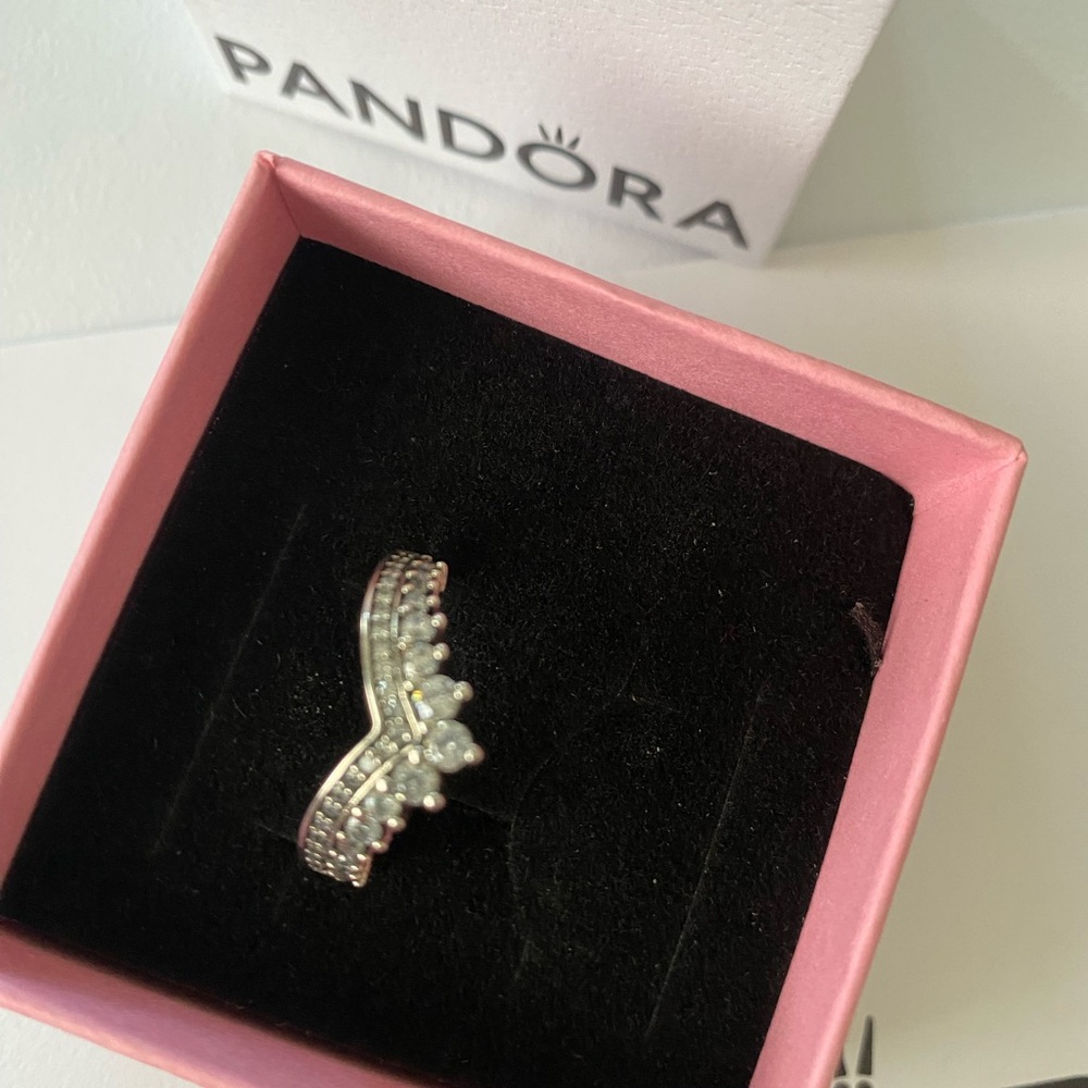 Pandora Silver Ring with White Accents